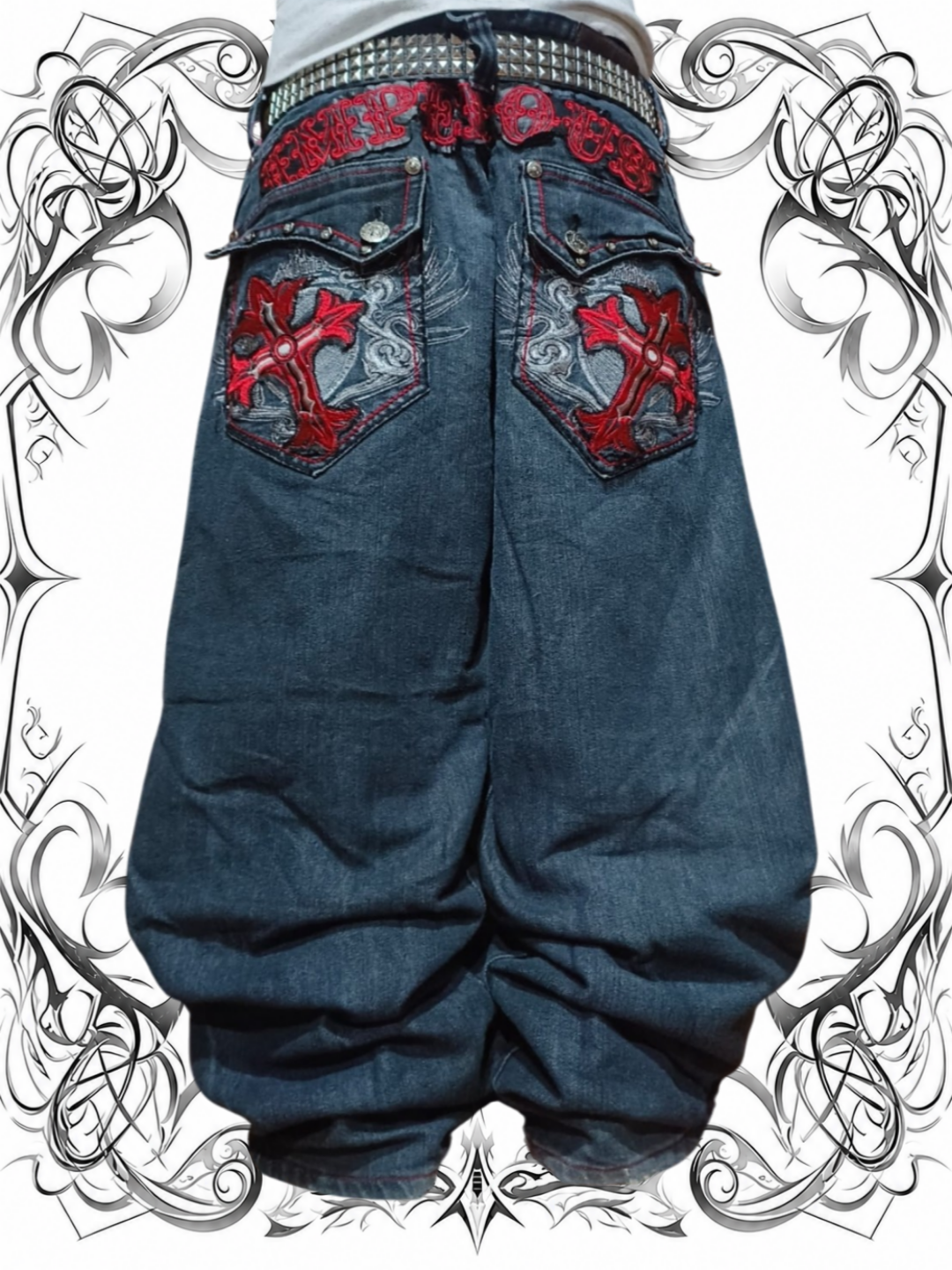 Imperious Delf W44 Embroidered Y2k Baggy Jeans