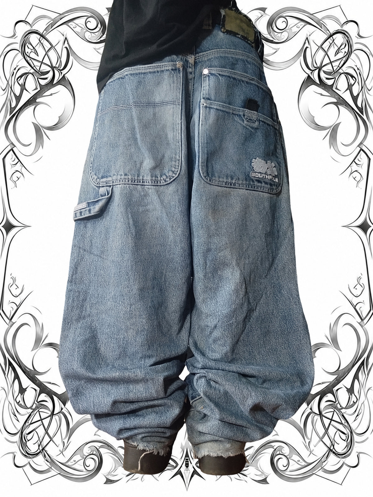 Southpole W33 Japanese Kanji Baggy Jeans Y2k Vintahe