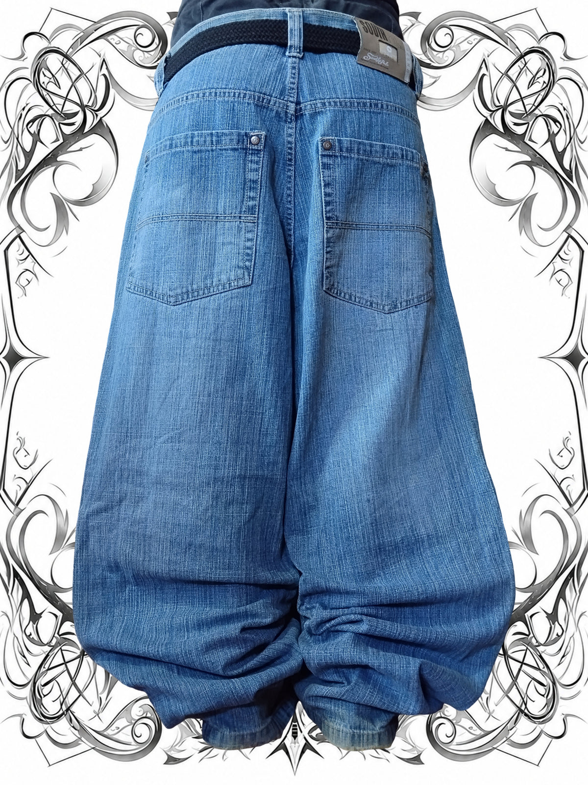 Southpole W36 Cream Tab Baggy Jeans Y2k