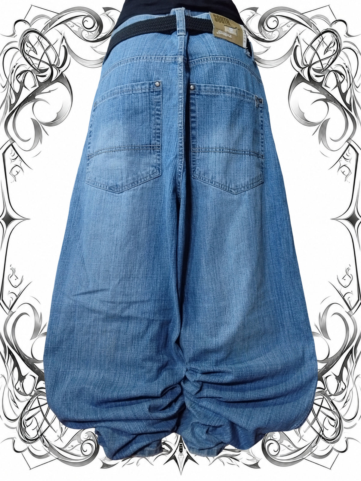 Southpole W42 Cream Tab Baggy Jeans Y2k