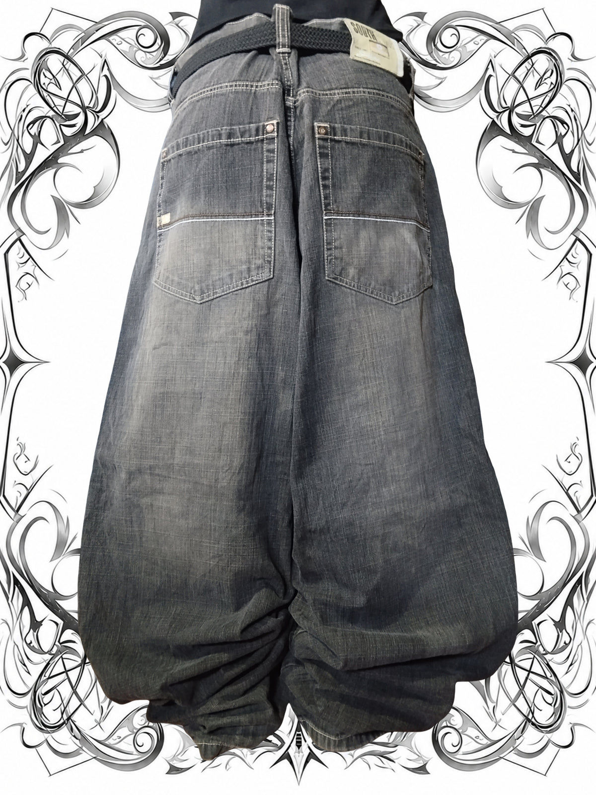 Southpole W42 Cream Tabs Vintage Baggy Jeans Y2k