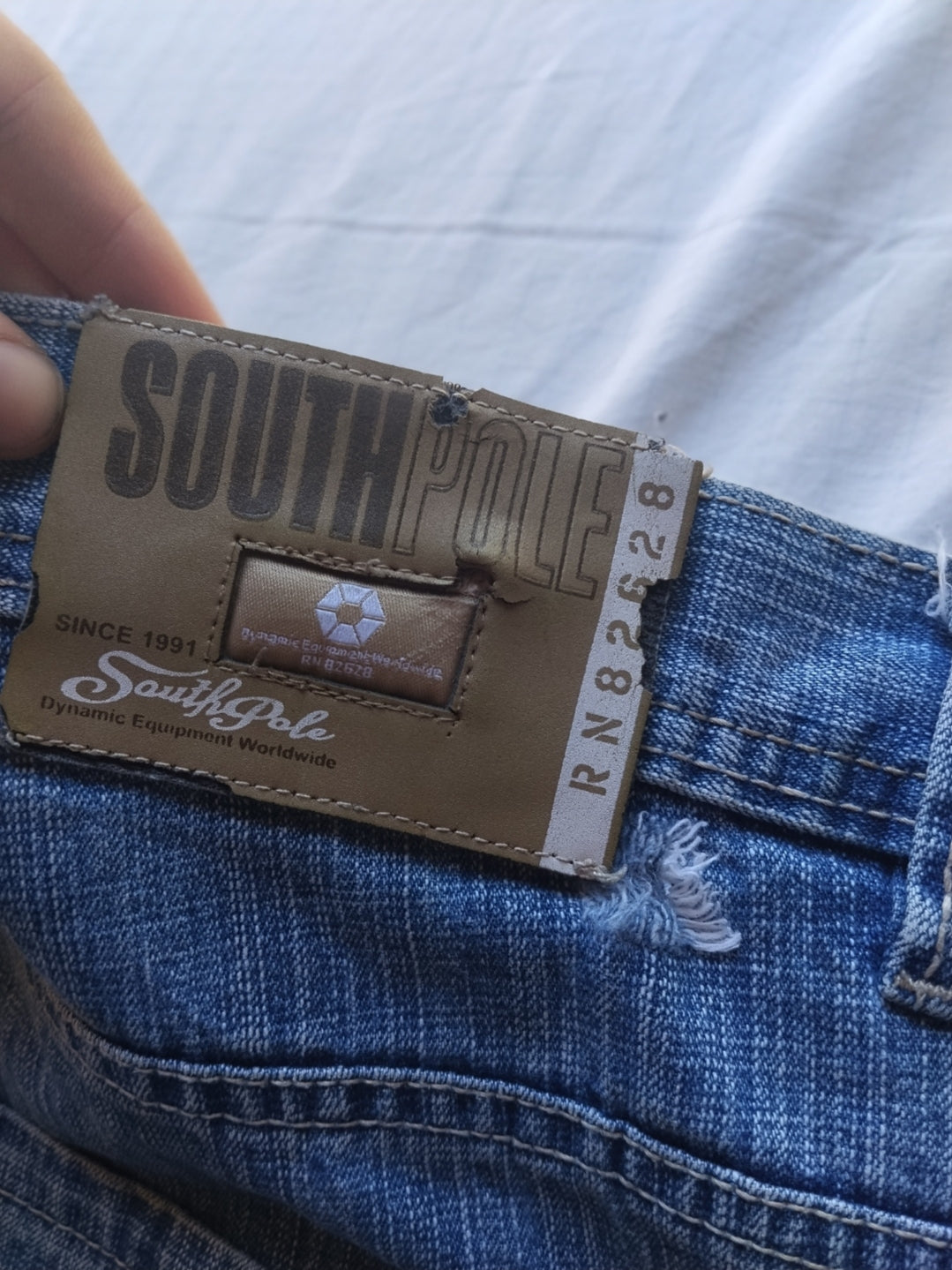 Southpole W42 Cream Tab Baggy Jeans Y2k