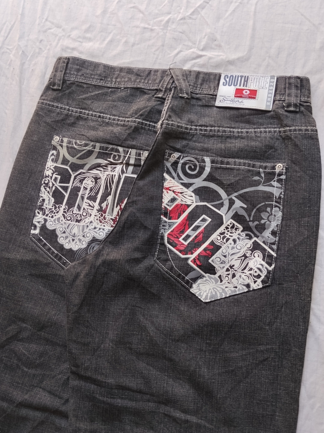 Southpole W36 Tropical Red Tab Baggy Jeans Y2k