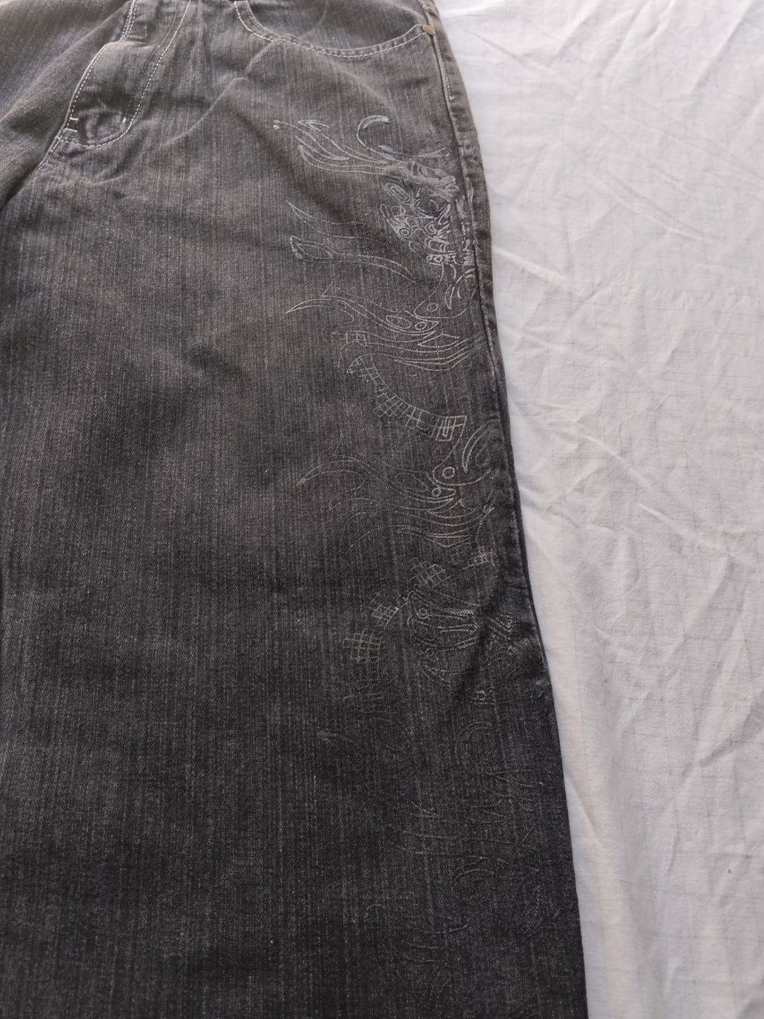 Ecko W32 Baggy Jeans Y2k Dragon Embroidery