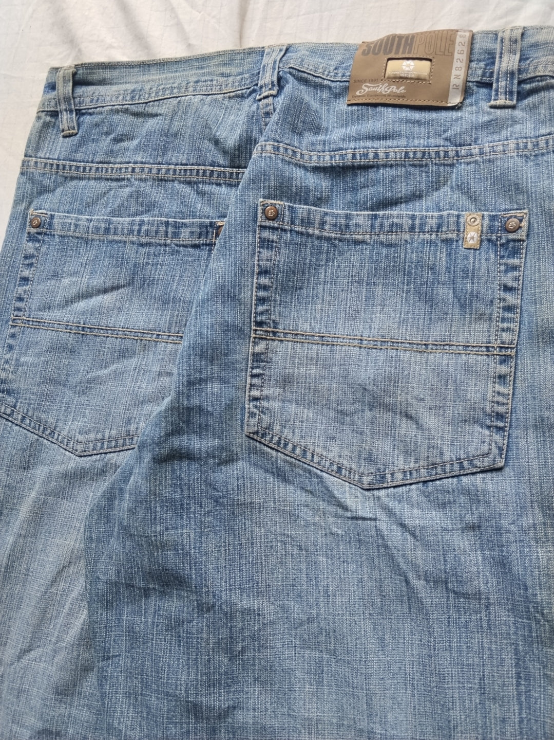 Southpole W36 Cream Tab Baggy Jeans Y2k