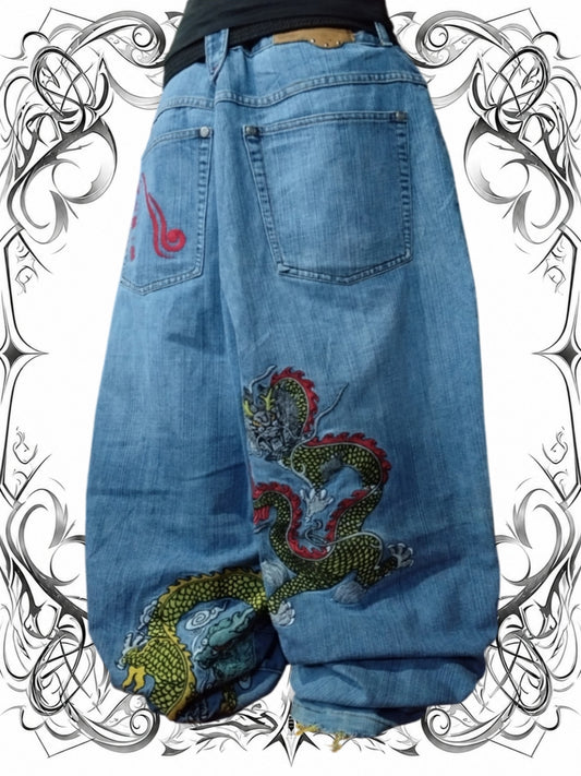Platinum Gear W42 Baggy Jeans Dragon Y2k