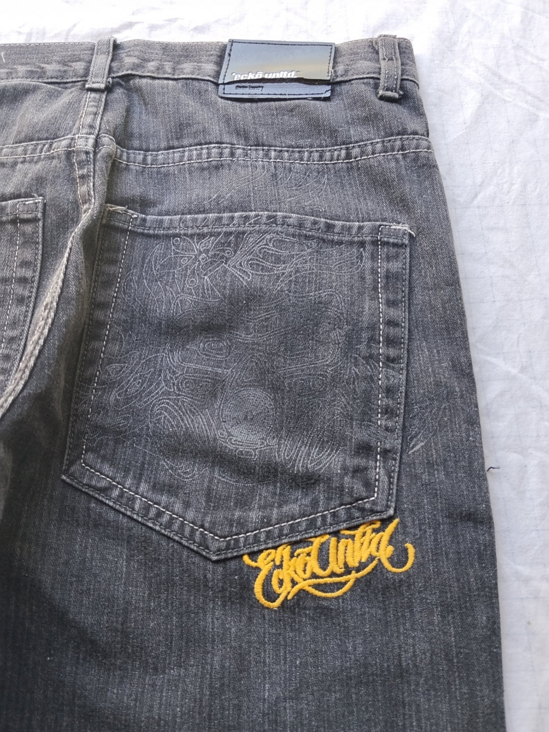 Ecko W32 Baggy Jeans Y2k Dragon Embroidery