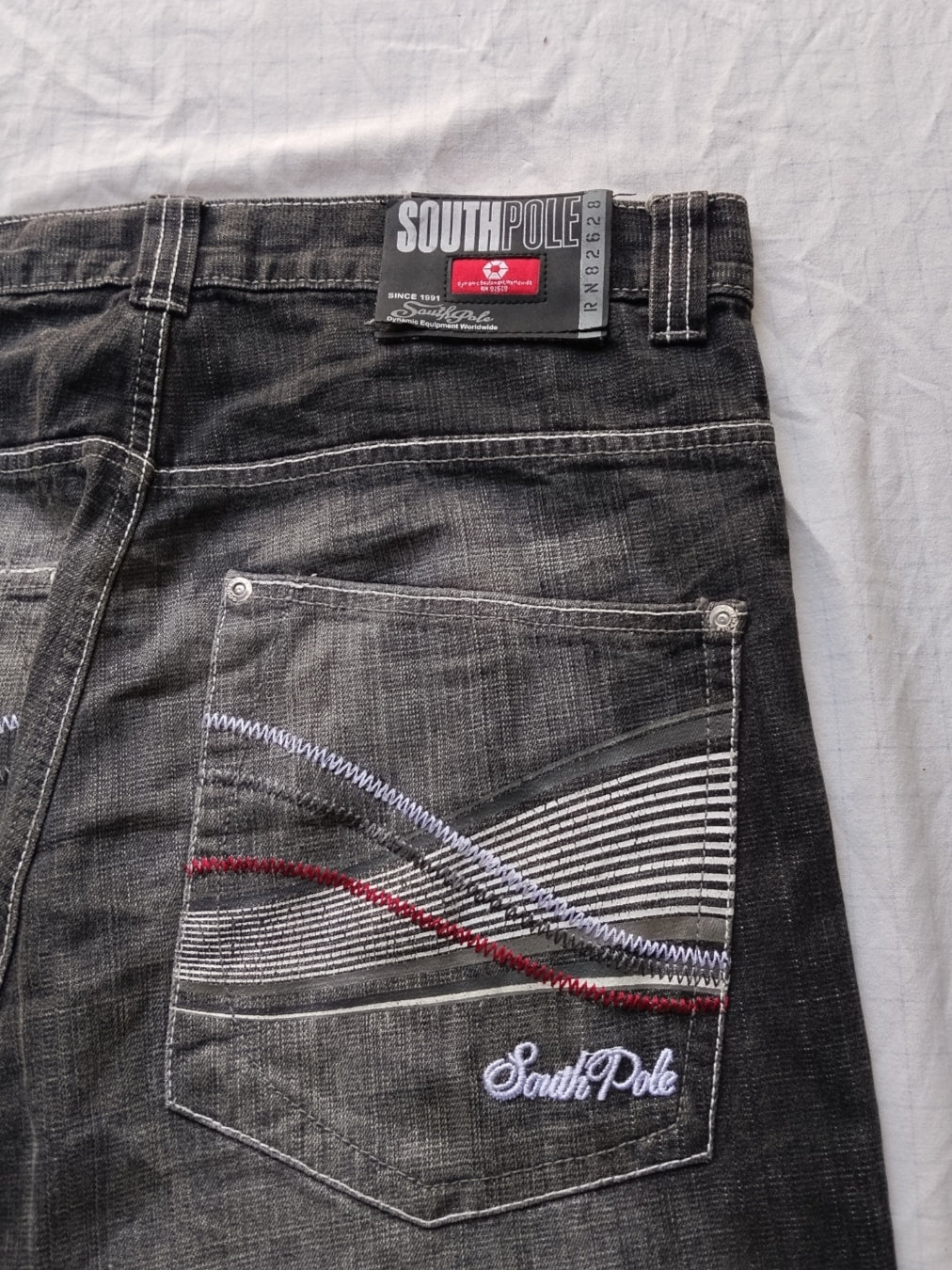 Southpole W34 Chains Black/Red Tab Baggy Jeans Y2k
