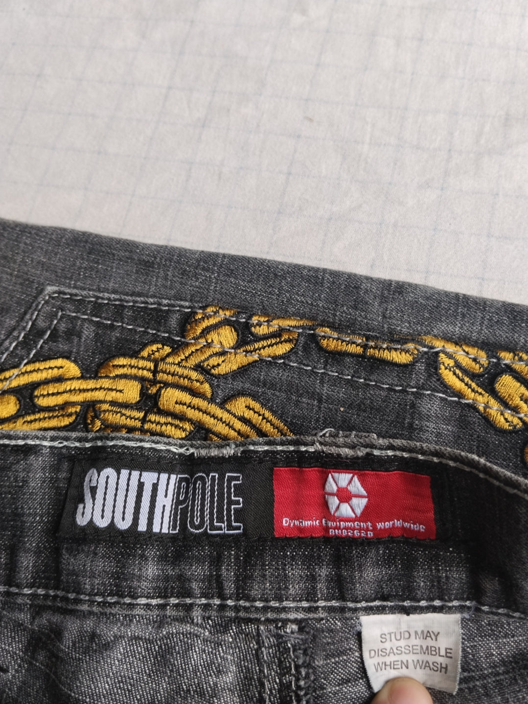 Southpole W32 Chains Red Tab Baggy Jeans Y2k Embroidered