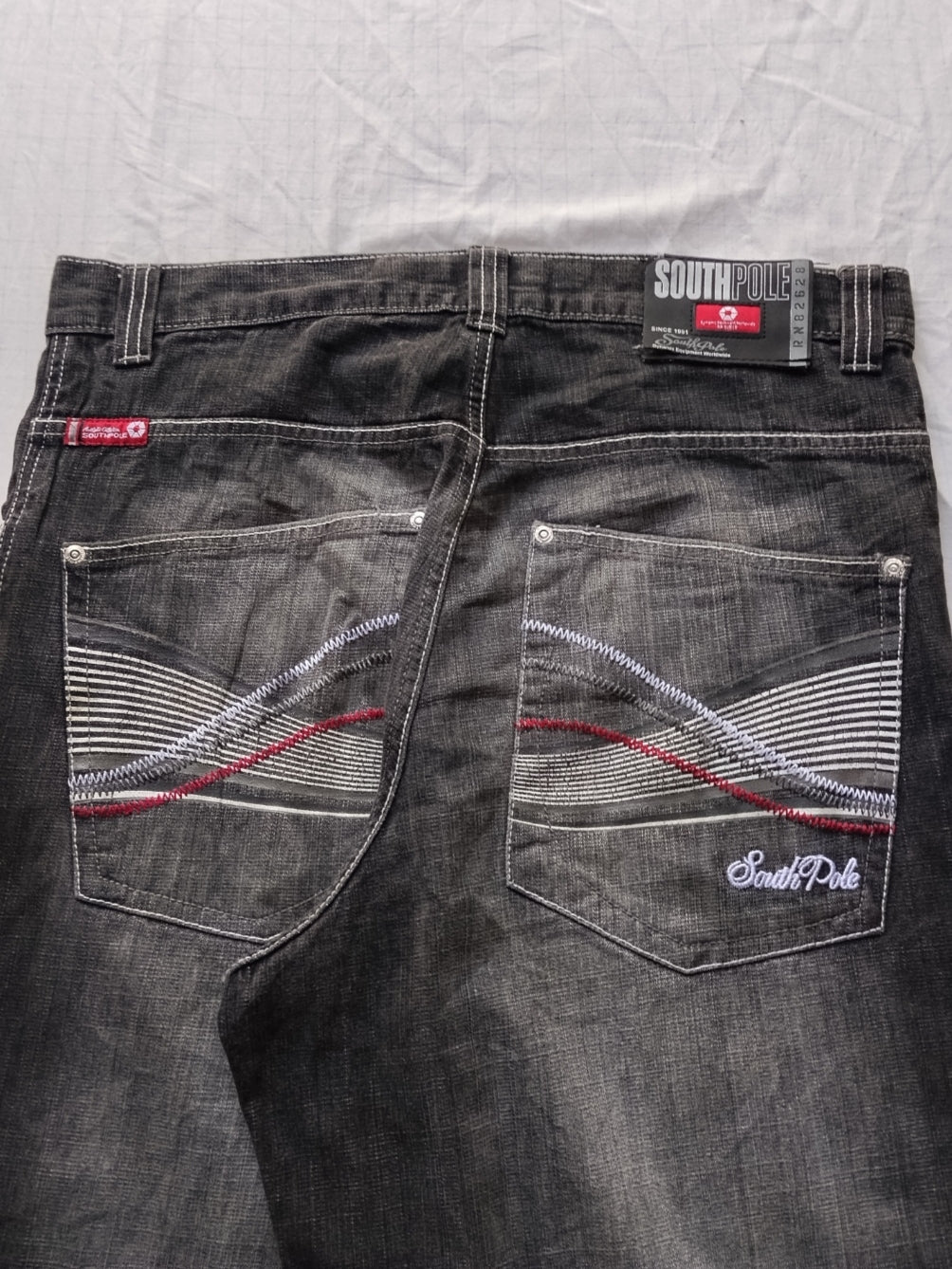 Southpole W34 Chains Black/Red Tab Baggy Jeans Y2k