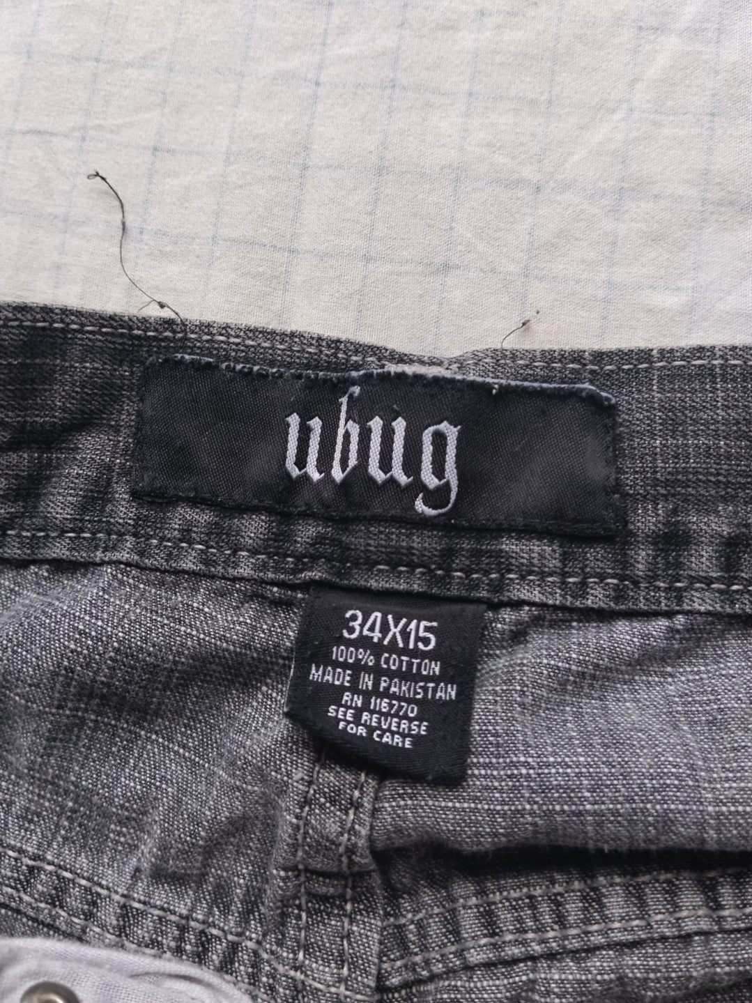 Ubug W34 Baggy Jorts Embroidered Y2k HipHop