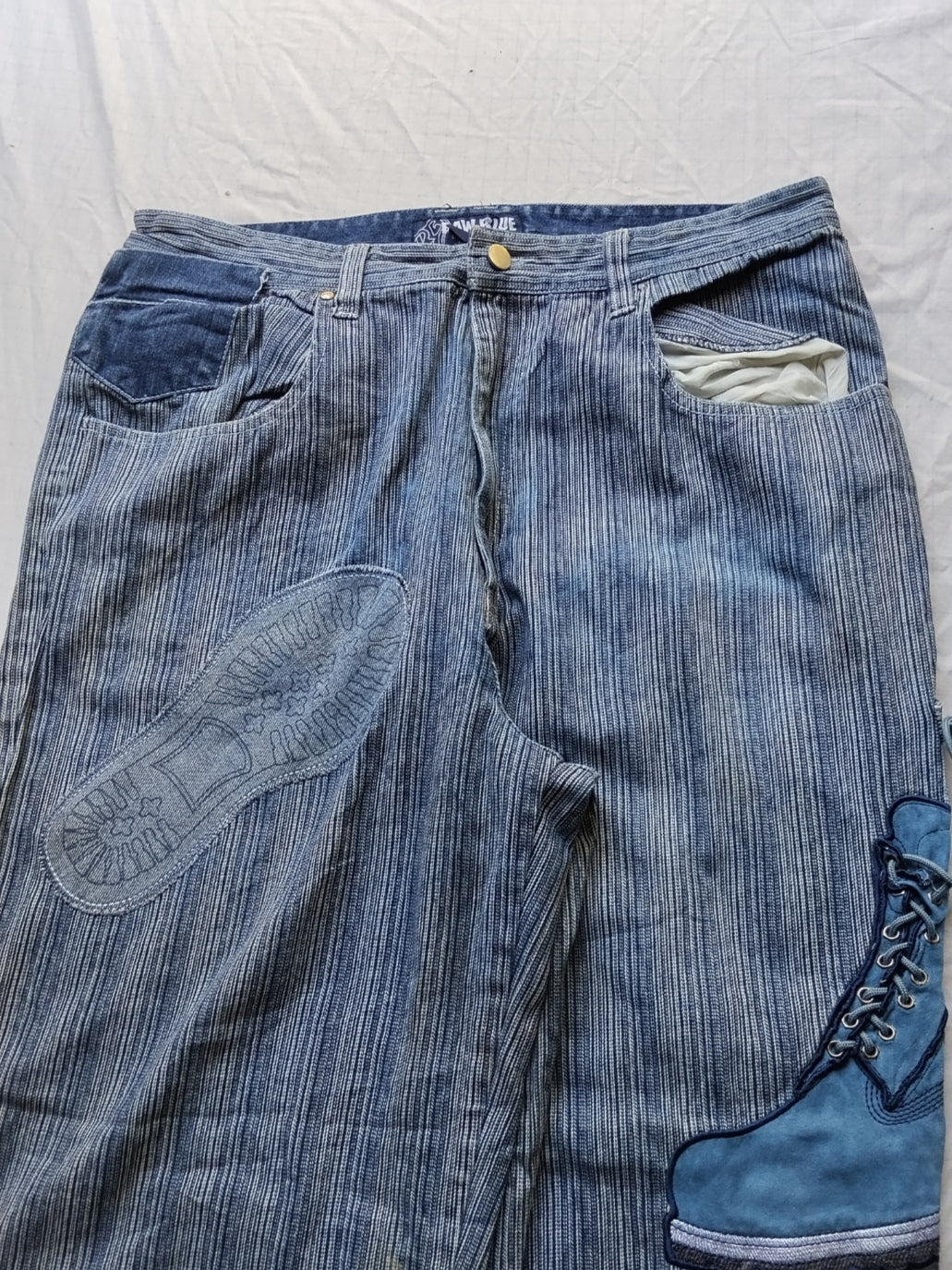 Raw Blue W38 Timbs Baggy Jeans Y2k