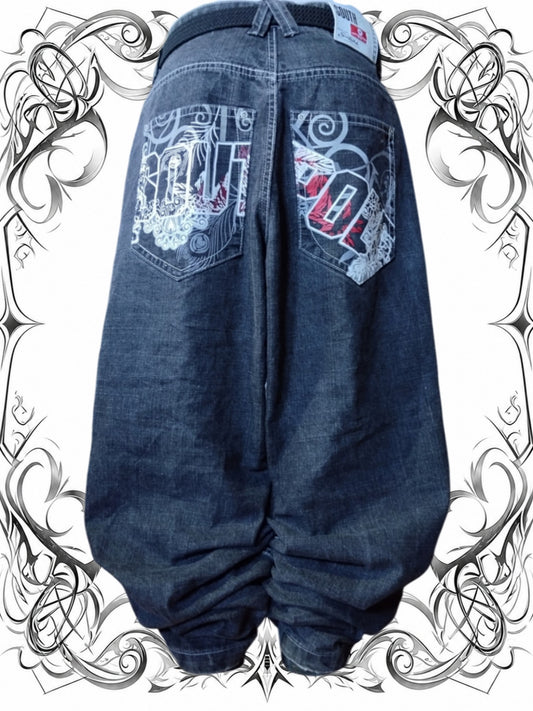 Southpole W36 Tropical Red Tab Baggy Jeans Y2k