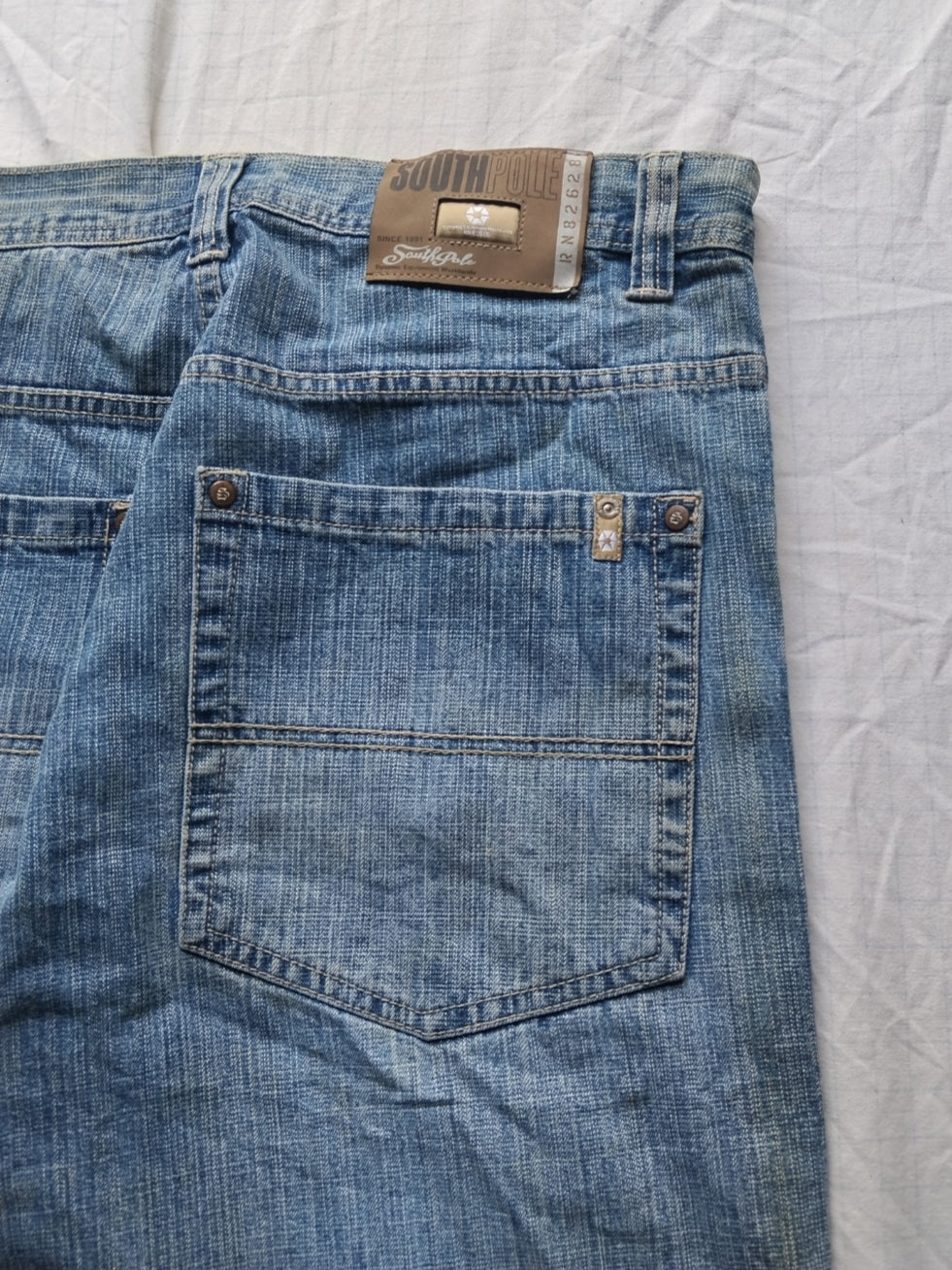 Southpole W36 Cream Tab Baggy Jeans Y2k