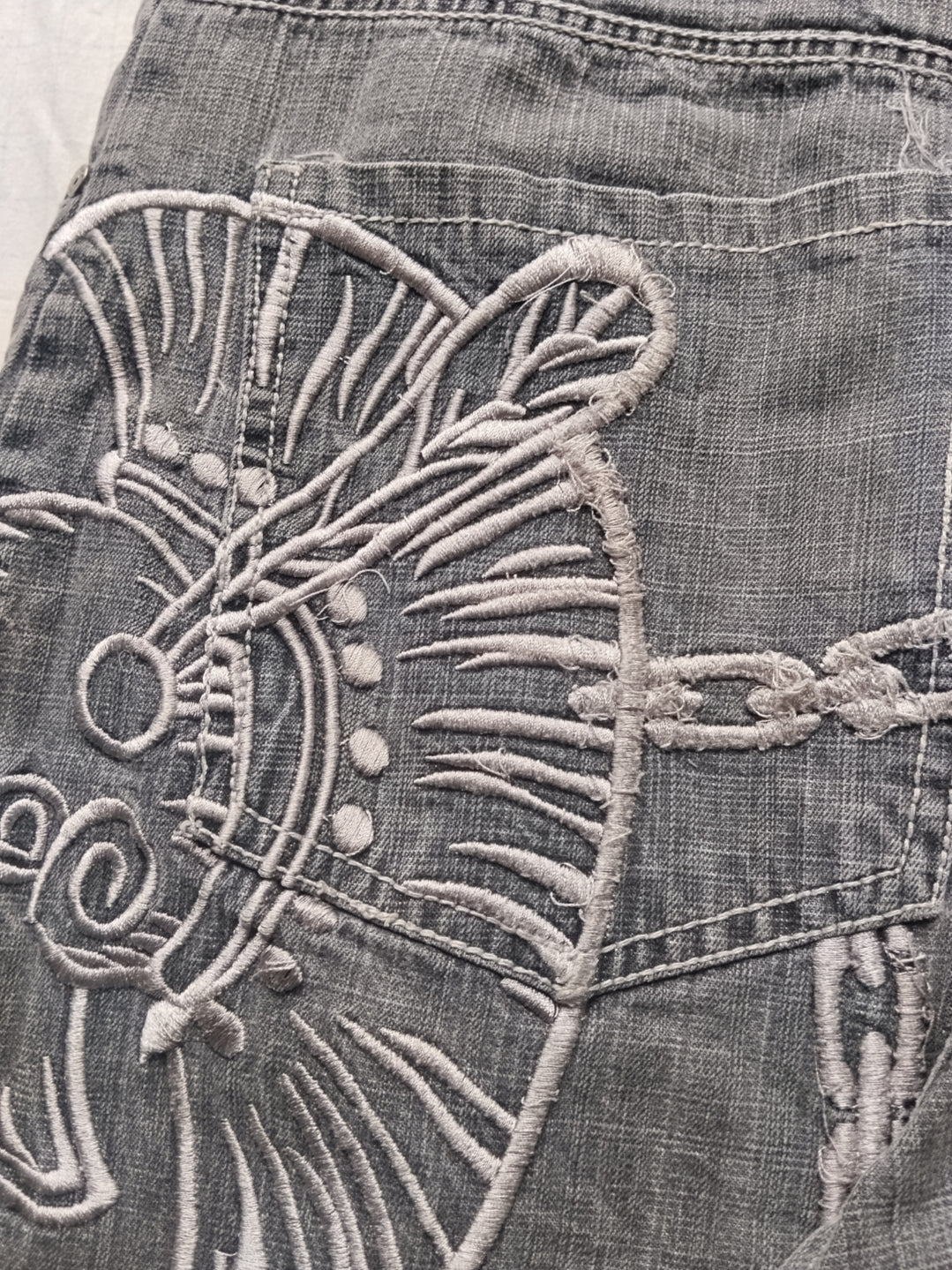 Ubug W34 Baggy Jorts Embroidered Y2k HipHop