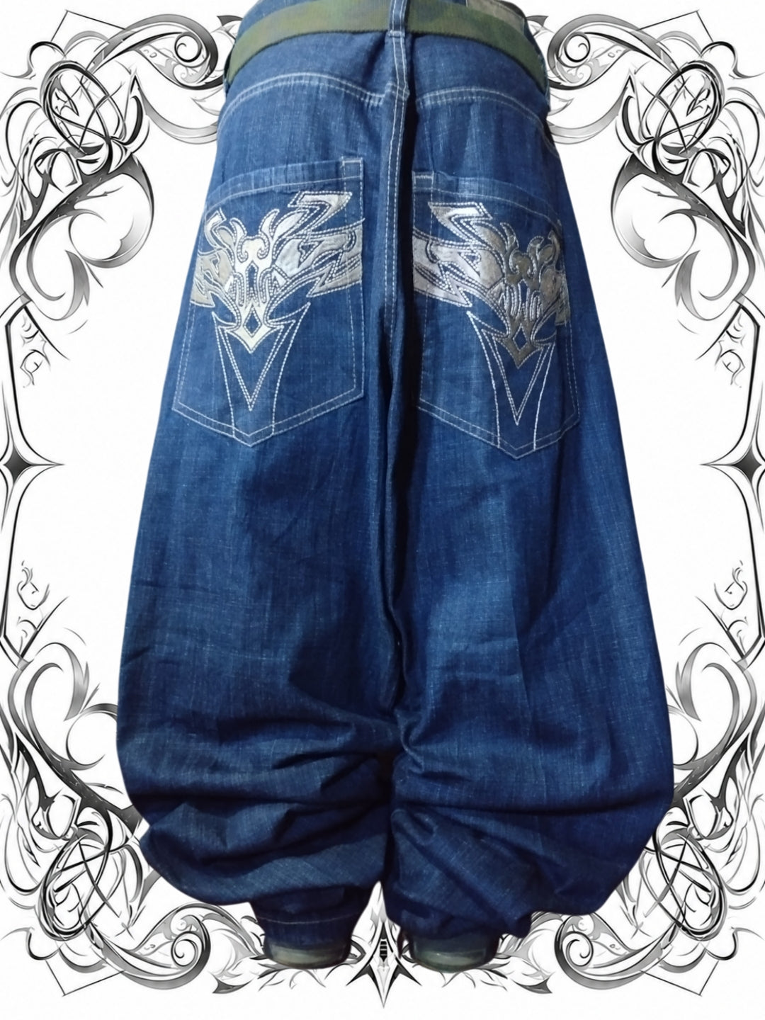 Corcked W48 Baggy Jeans Y2k Embroidered