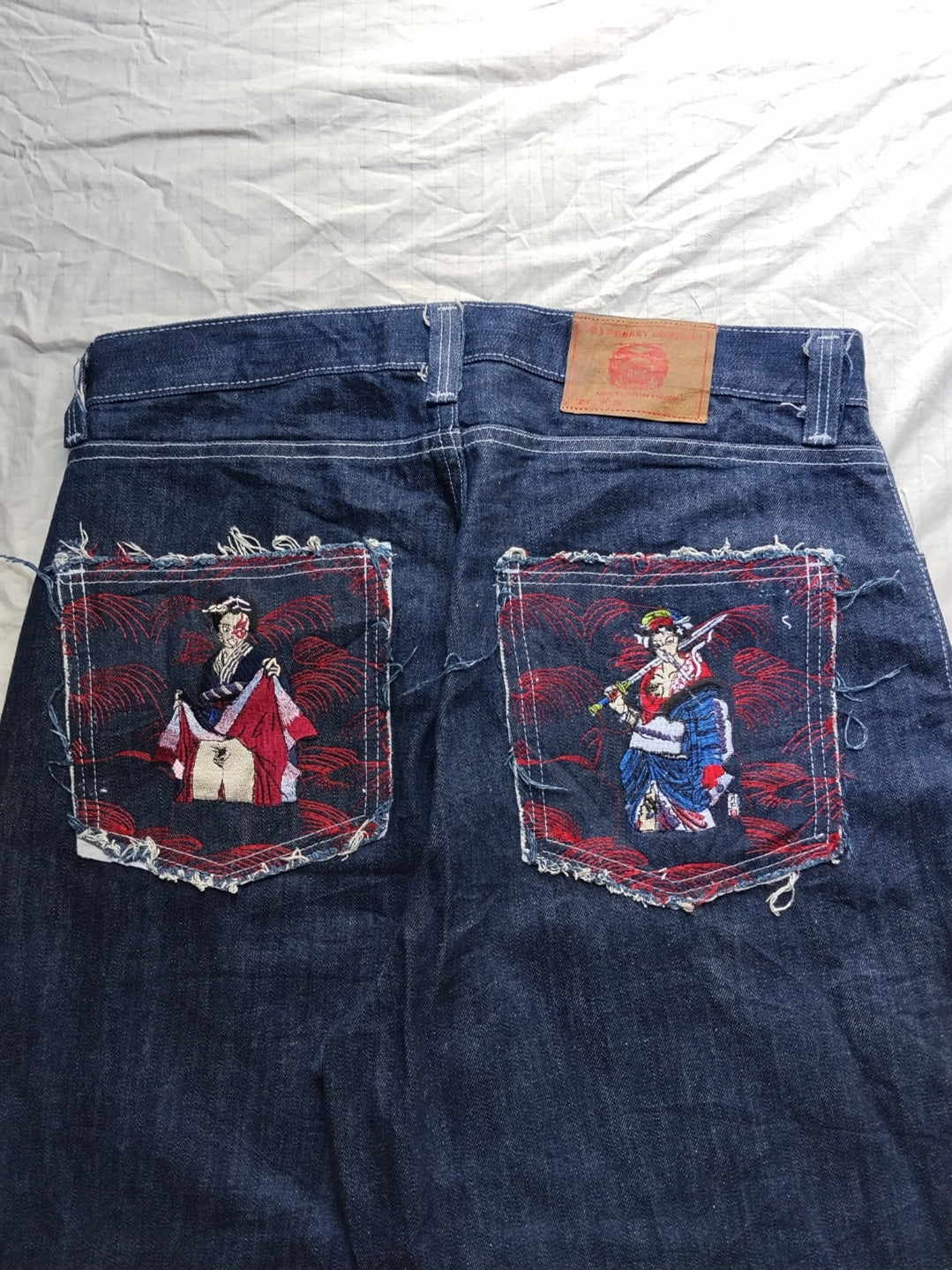 Rmc W38 Embroidered Geisha Baggy Jeans Y2k