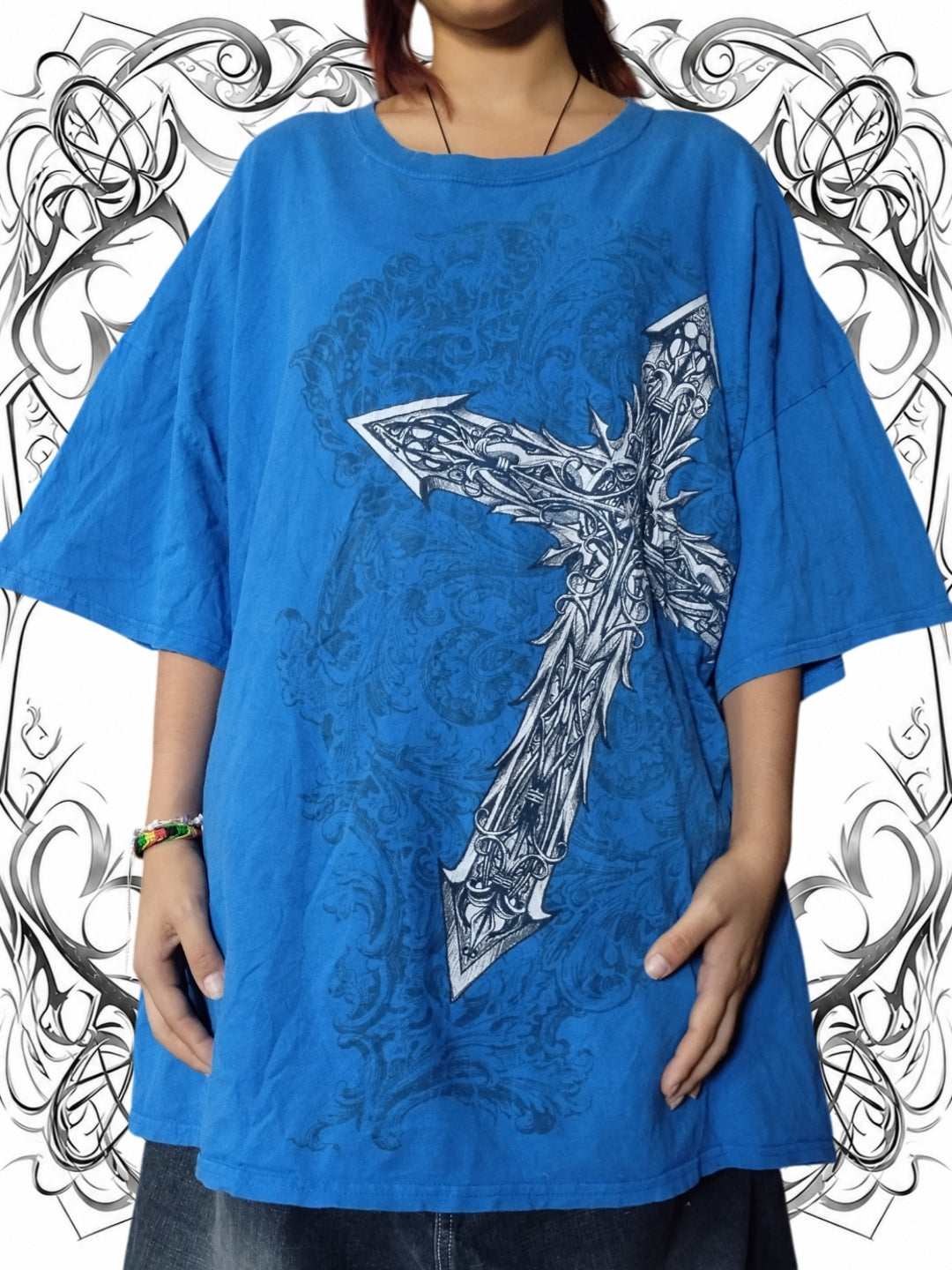 Hybrid 4XL Cross Y2k T-Shirt Gothic