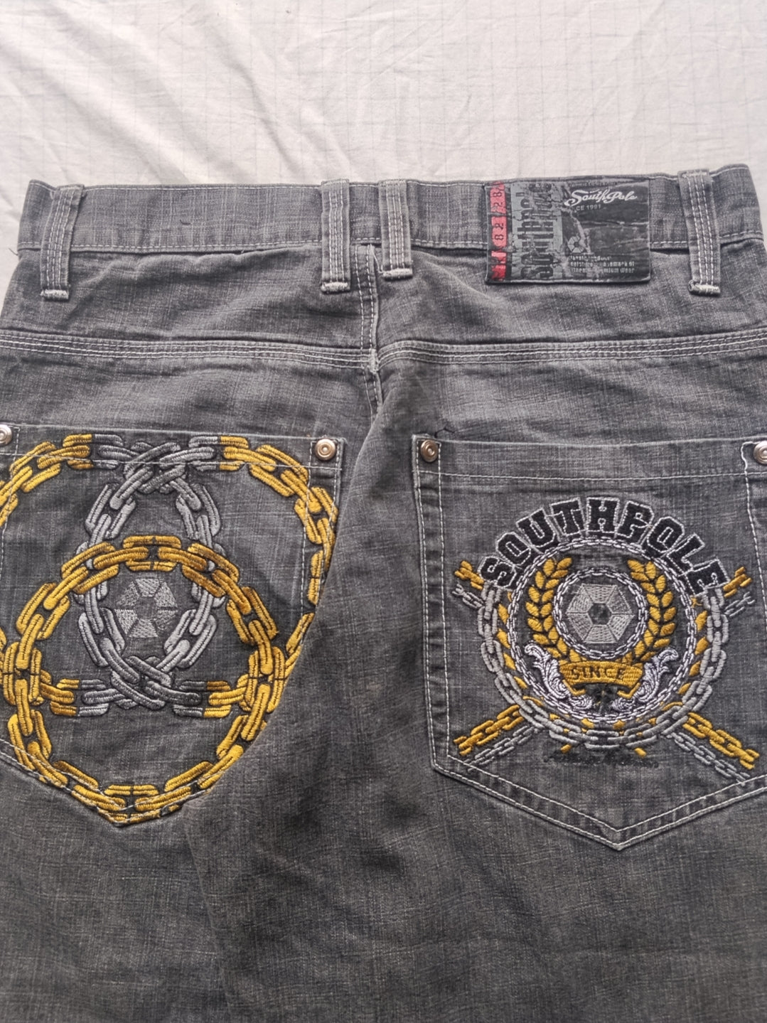 Southpole W32 Chains Red Tab Baggy Jeans Y2k Embroidered