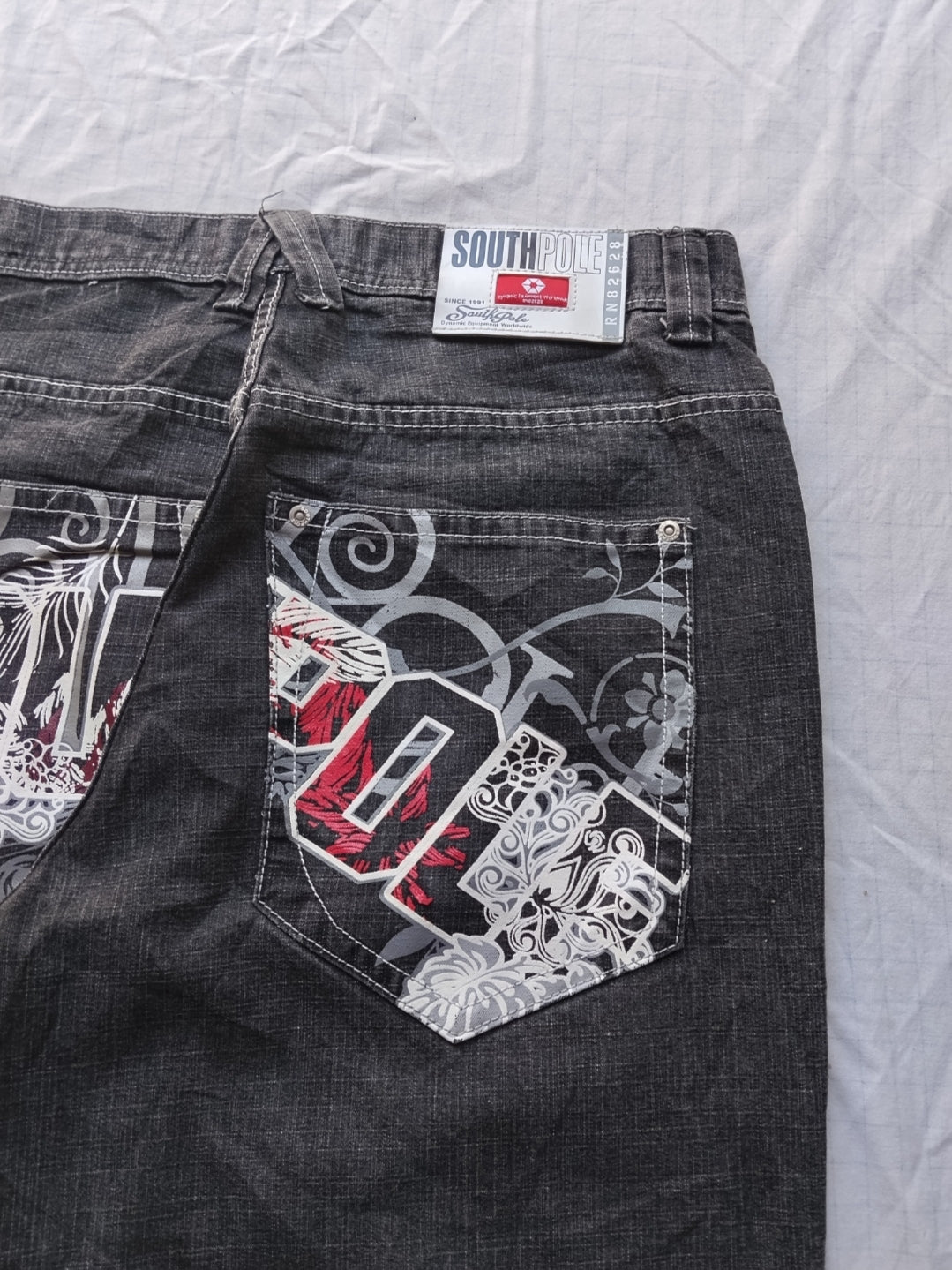 Southpole W36 Tropical Red Tab Baggy Jeans Y2k