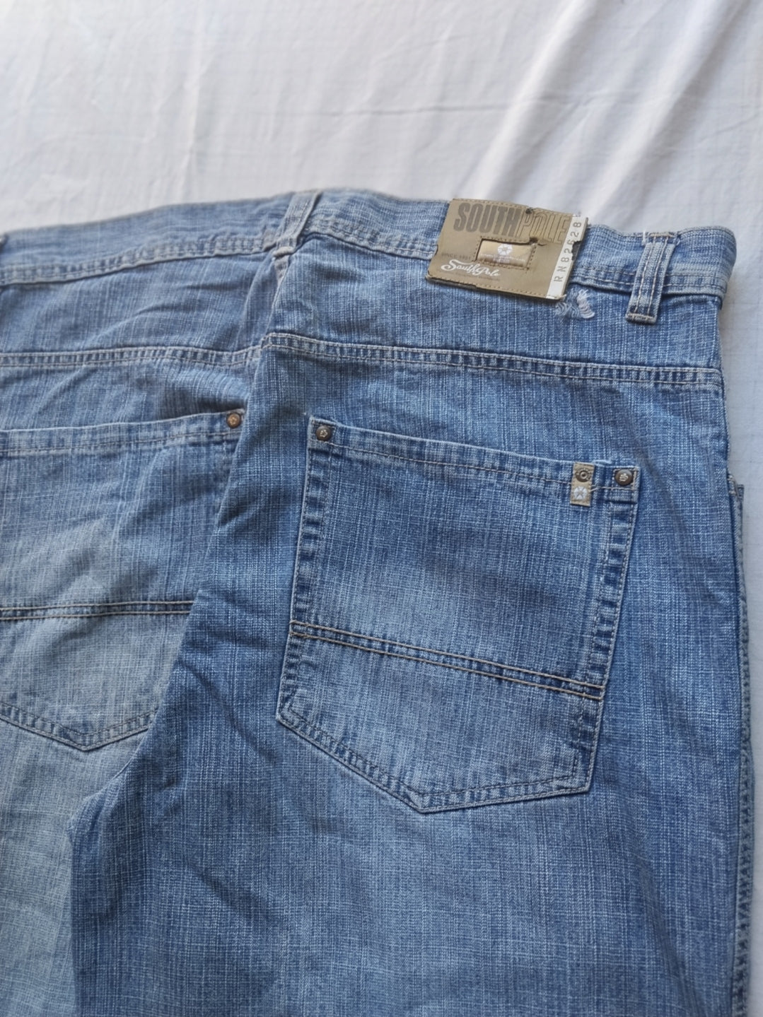 Southpole W42 Cream Tab Baggy Jeans Y2k