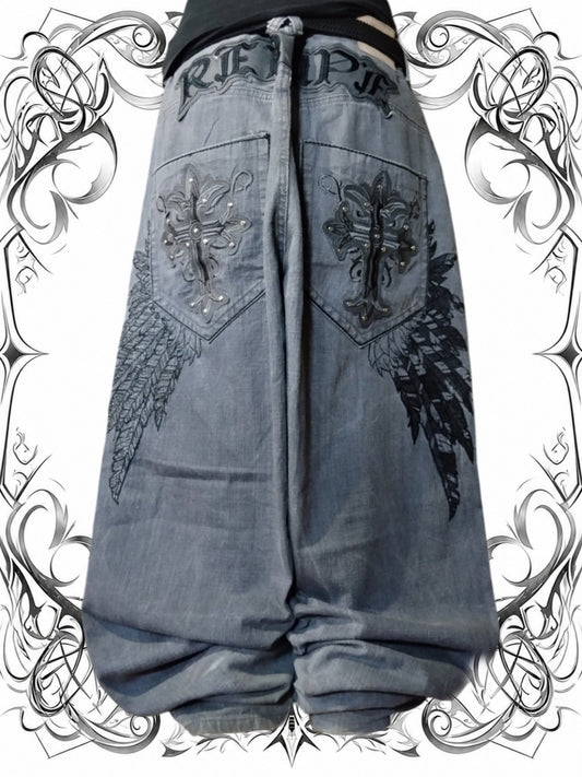 Red Ape W52 Baggy Jeans Y2k Wings Grail