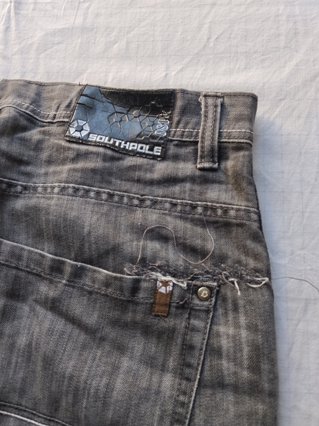 Southpole W38 Brown Tab Shiny Vintage Baggy Jeans Y2k