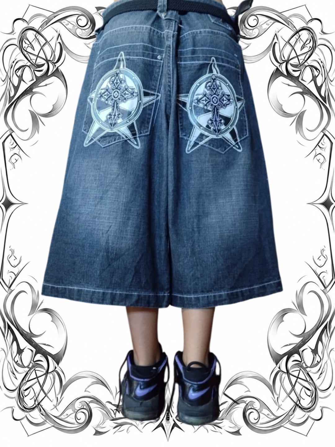 Jinzu W40 Baggy Jorts Embroidered Y2k Vintage