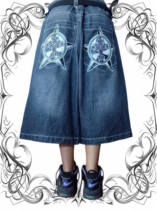 Jinzu W40 Baggy Jorts Embroidered Y2k Vintage