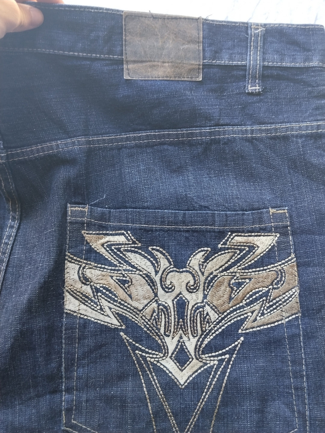 Corcked W48 Baggy Jeans Y2k Embroidered