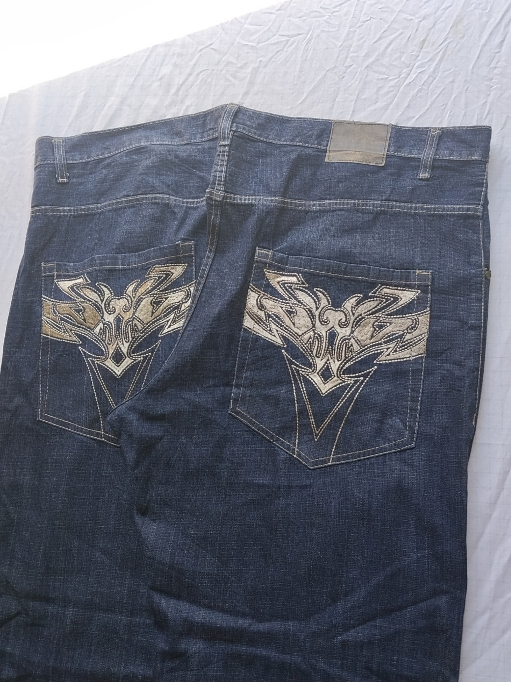 Corcked W48 Baggy Jeans Y2k Embroidered