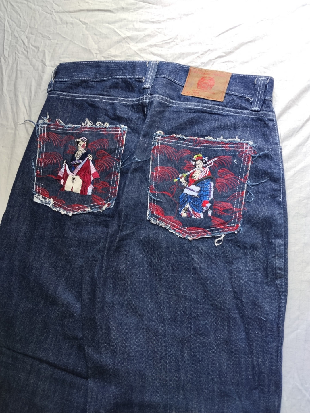 Rmc W38 Embroidered Geisha Baggy Jeans Y2k